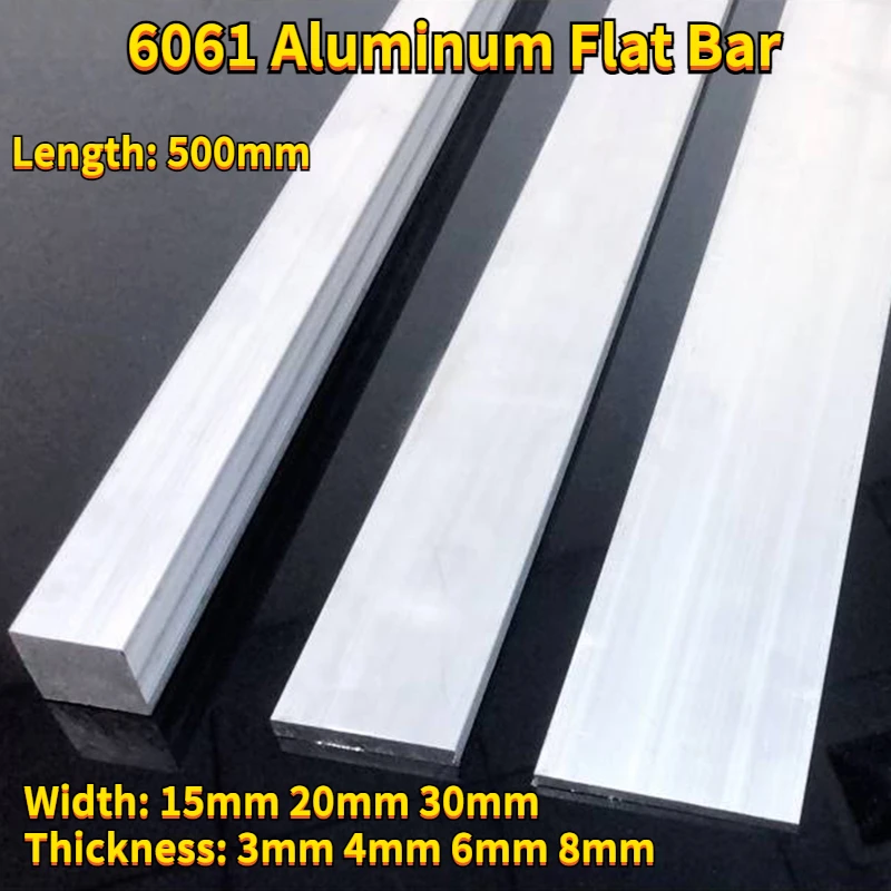 

1 шт., длина 500 мм, 6061, алюминиевая плоская пластина, лист толщиной 3-8 мм, серия с износостойкостью, детали оборудования, под заказ
