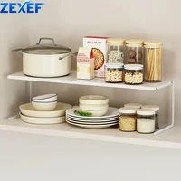 ห้องครัวตู้เฟอร์นิเจอร์Rack Storage Unitสําหรับห้องน้ําภายใต้อ่างล้างจานปรับความสูงฉัตรชั้นวางของอุปกรณ์เสริม 1