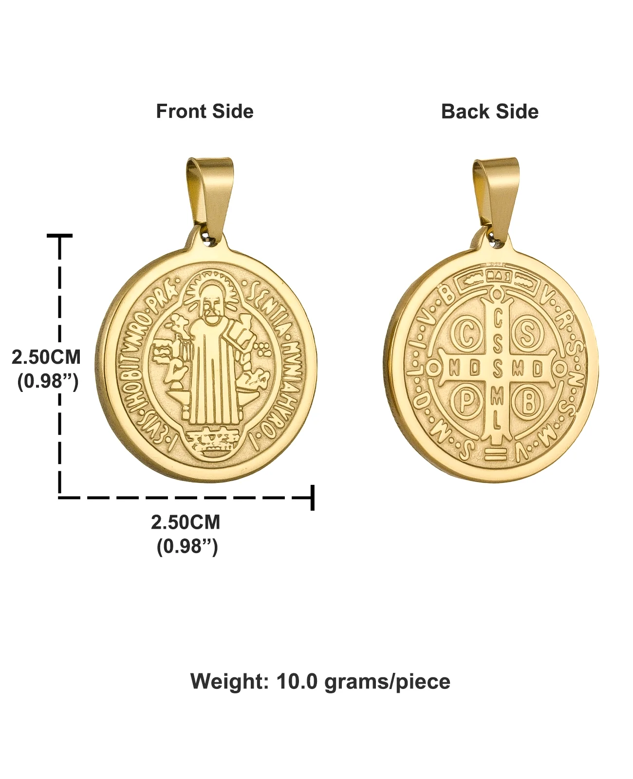 Stainless Steel St. Benedict Medal Pendant