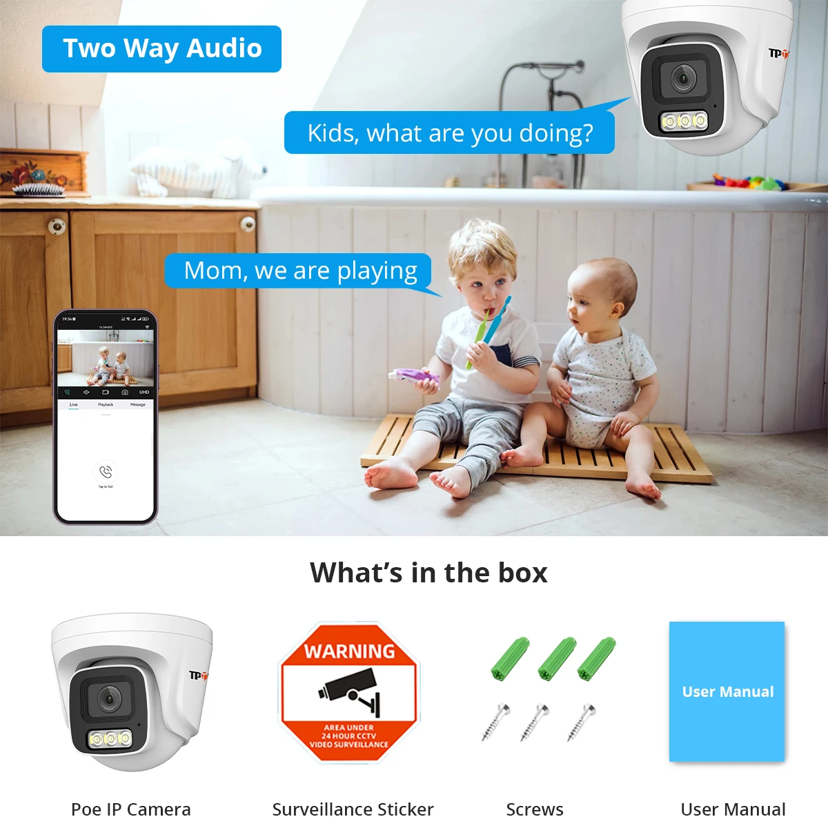 5MP IP Camera POE Indoor Surveillance H.265 Two Way Audio CCTV Color Night Vision Camera For POE System XMEye Pro iCSee Camera 6