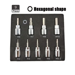 Professional 3/8 Inch Hex Bit Socket Set - Sturdy Allen Key Sockets, Durable Metric Tools Kit (Hexagonal set)