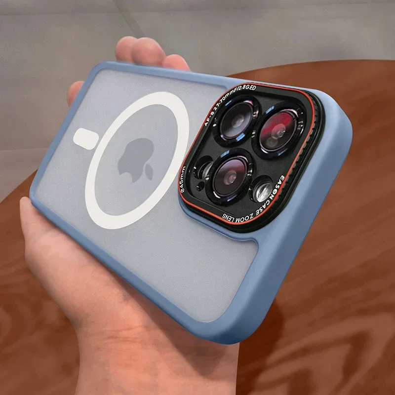 thumbnail image 1 of Luxury Matte Bumper Magnetic Clear Case For iPhone 15 14 13 12 Pro Max Plus Magsafe Wireless Charge Full Lens Protection Cover, 1 of 5
