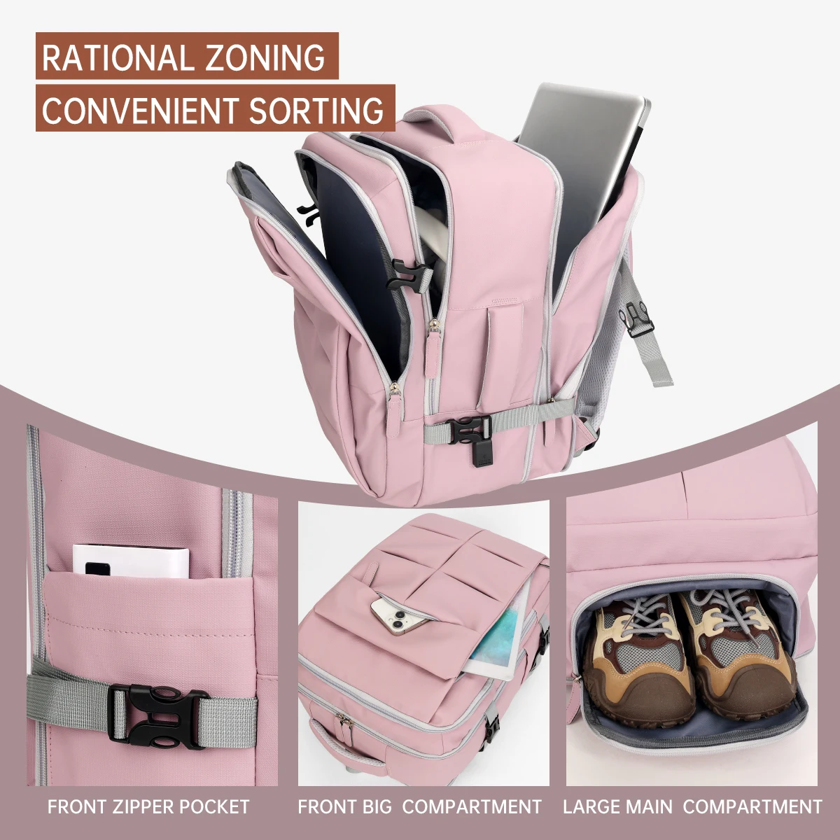 Travel Backpack Women's Backpack 2025 New Large Capacity Luggage Bag College Student Lightweight Travel Computer School Bag Men's Boarding Travel Storage