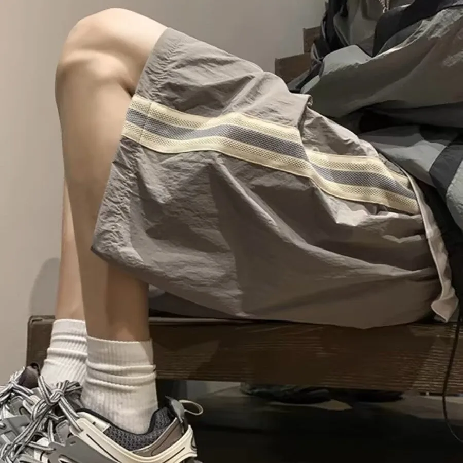 HOUZHOU Wide Shorts Pants Men Quick Drying Hawaiian Beach Oversized Casual Joggers Korean Streetwear Baggy Sports Trousers Male