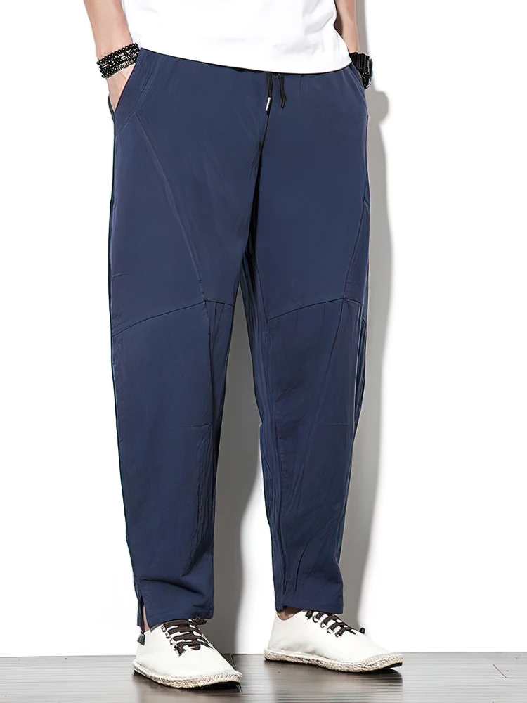 100% Cotton Jogger Pants Men Baggy Casual Trousers Male Walking Wide leg Loose Sweatpants Chinese Summer Big size 2025 New 4