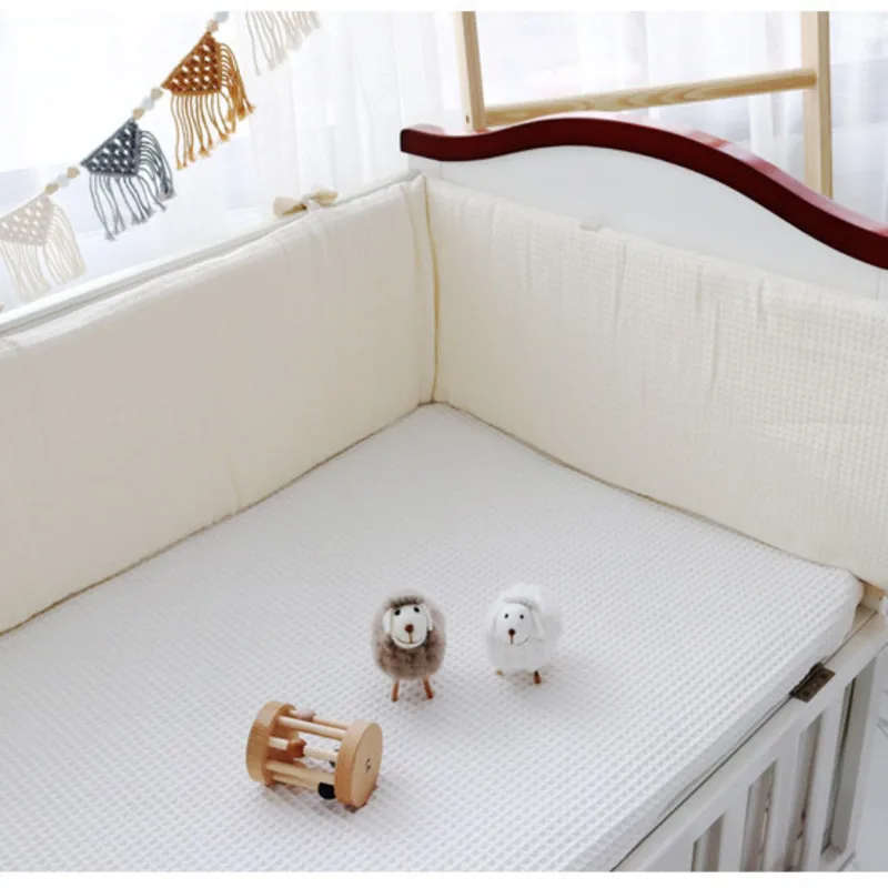 

100%New Waffle Crib Bumper Pads Newborn Baby Bed Bumper Crib Around Cushion Cot Protector Pillows Room Decor 200x28cm