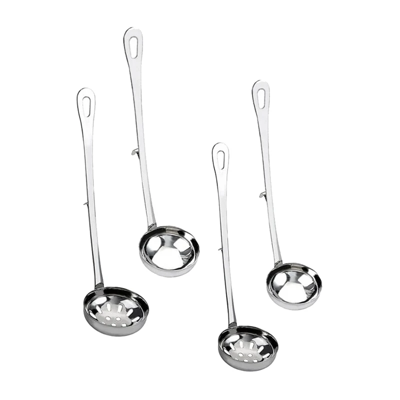 

Stainless Slotted Spoon And Soup Ladle With Hooks Set Long Handle Hot Pot Skimmer Strainer Spoon Cooking Utensils