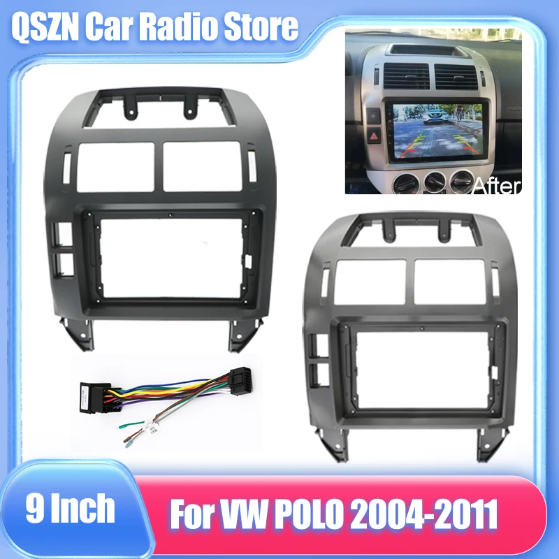 2 Din 9 Inch Car Radio DVD GPS Mp5 Plastic Fascia Panel Frame for VW  Volkswagen POLO Polo 2004-2011 Dash Mount Kit