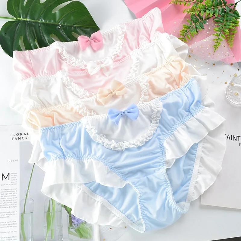 

Low Waist Panties For Women Lace Bow Lingerie Female Underwear Ladies Casual Underpants Seamless Women's Briefs