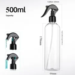 Versatile Travel - Size Refillable Spray Bottle with Hand Pump (Black - 500ml)