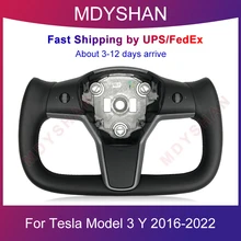 MDYSHAN – volant pour Tesla Model 3 Y 2016 – 2022, en cuir, Alcantara en Fiber de carbone, couleur noir et blanc