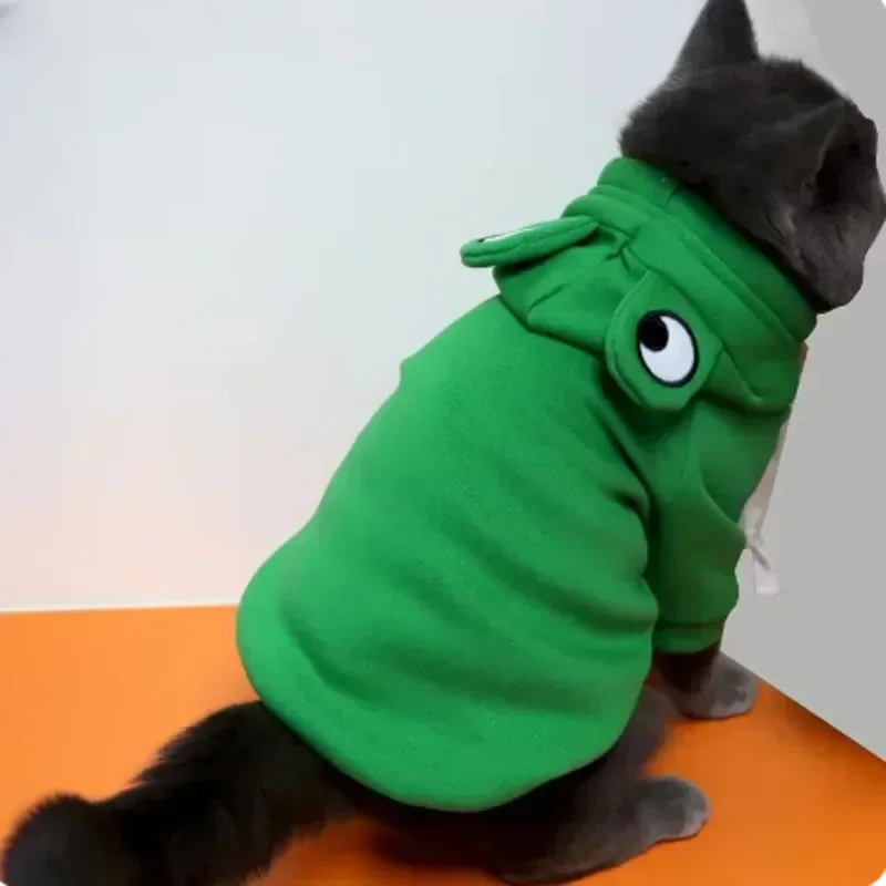 Autumn Winter Cat Hoodies Small Cats Dogs Cute Frog Shaped French Bulldog Puppy Soft Warm Fleece Costume Chihuahua Sweatshirts pet clothes