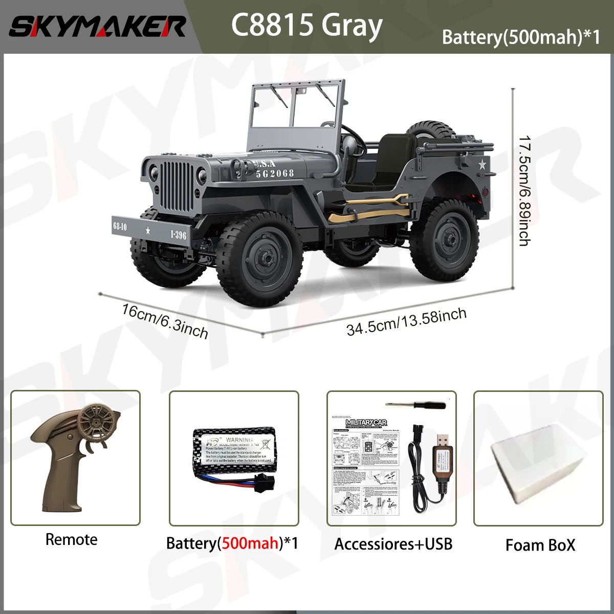 WILLYS Jeep JJRC C8815 1/10 Rc Car 1941 2.4g 4wd RTR Crawler