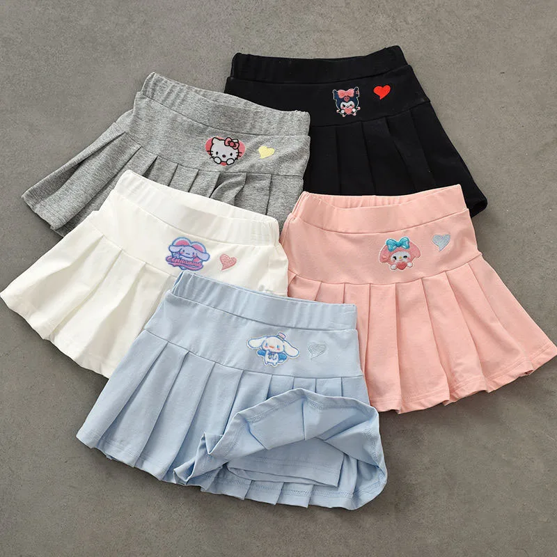 

Anime Sanrios Hello Kittys Girls Short Skirt Kawaii My Melody Kuromi Cinnamoroll Child Pleated Skirt Summer Skirt Preppy Style