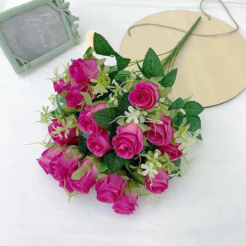 Silk Rose Artificial Flower Bouquet for Weddings and Events - 52cm Elegant Floral Arrangement and Home Decor Accessory