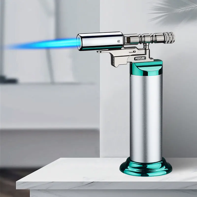 Windproof Blue Flame Jet Torch Lighter – Refillable Butane Metal Design for Outdoor and Kitchen Use