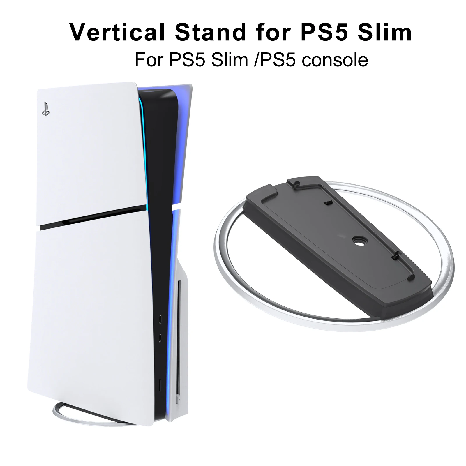 Metal Vertical Stand for PS5 Slim Console Disc and Digital with Screw, Base Stand Replacement for Playstation 5 Slim Console