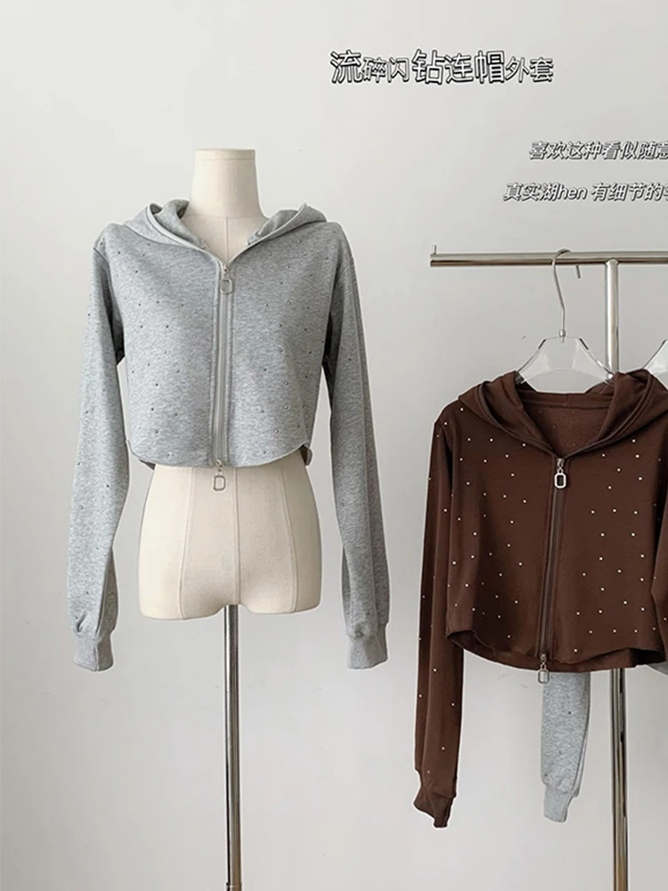 

Harajuku Sequins Sparkly Hoodies Women Autumn Winter High Street Coats Korean Basic Pullovers Sweatshirts Y2k Streetwear Punk