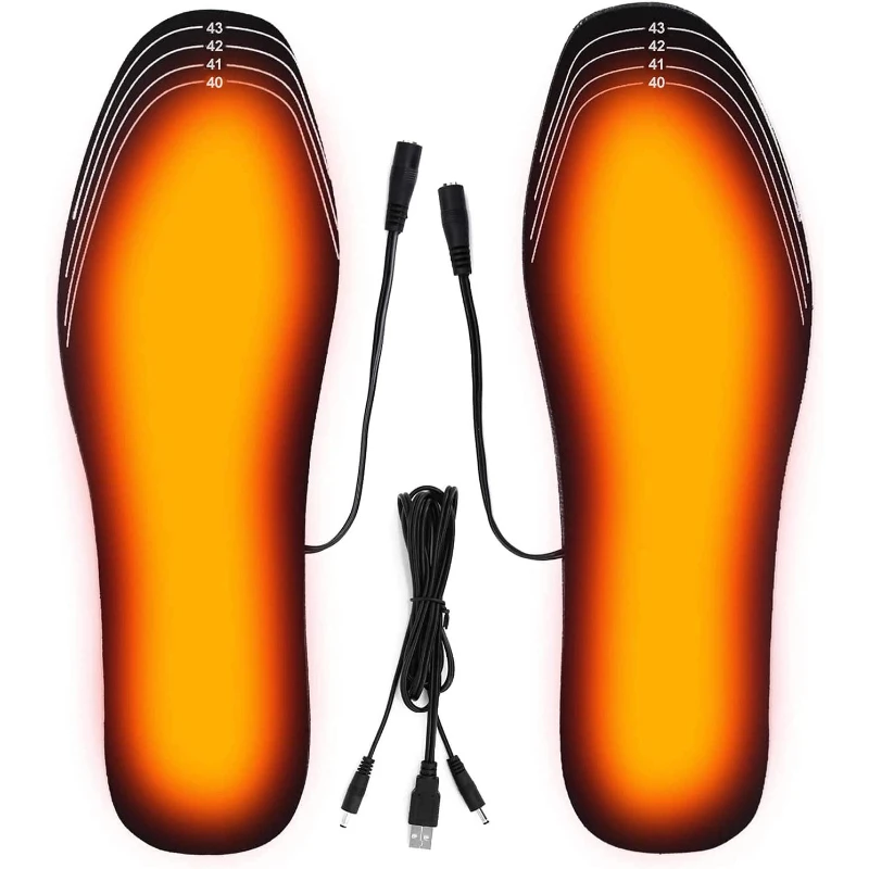 USB Rechargeable Heated Insoles Size 35-46 DIY Customizable Electric Heated Shoes Pad for Outdoor Skiing Winter Foot Warmers