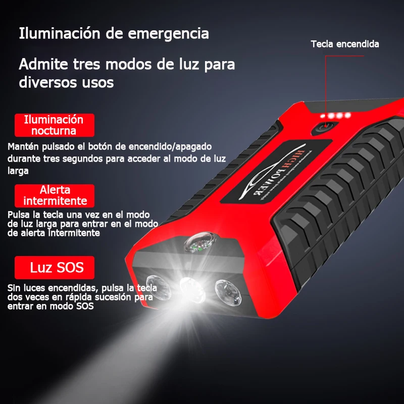 12v Car Jump Starter Power Bank Portable Car Battery Booster  Chargerstarting Device Auto Emergency Sos Led Flashlight Eu Plug