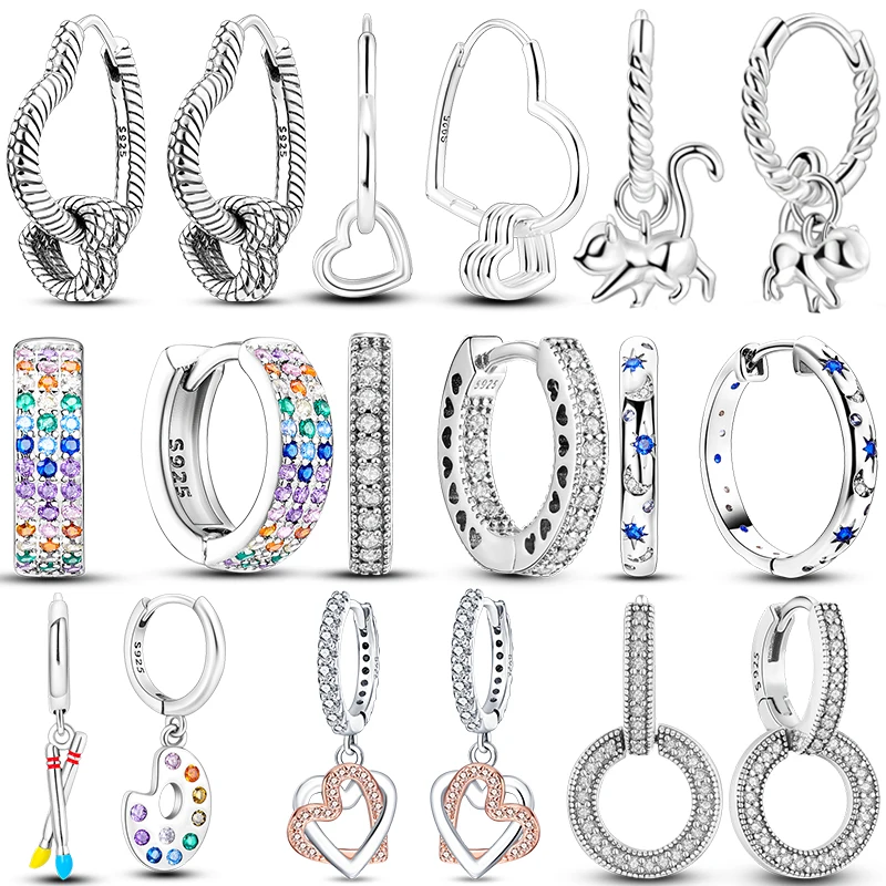 Pendiente De Plata De Ley 925 Auténtica Para Mujer, Aretes Colgantes Redondos Huecos Chapados En