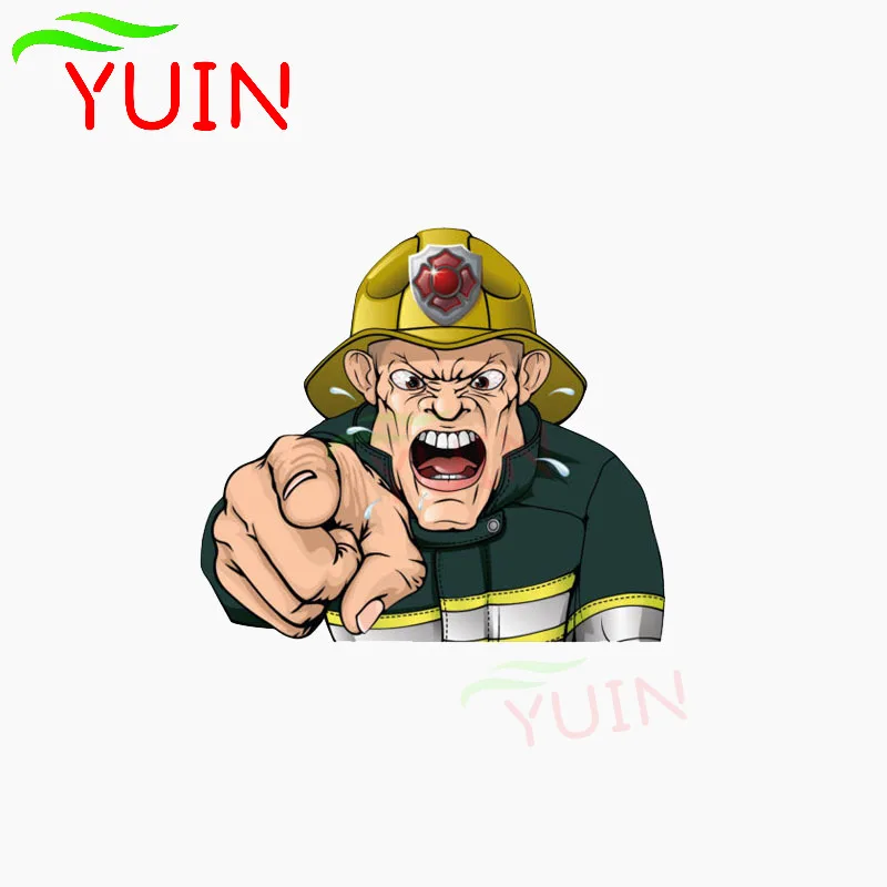 

Angry Firefighter Lnterest Car Sticker Motorcycle Cars Accessories Personalized PVC Bumper Decoration Waterproof Decal 11*10cm