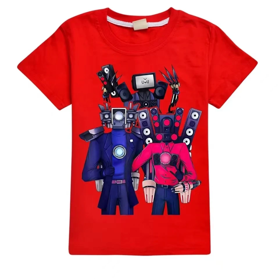 New Baby Boys Summer Skibidi Toilet Kids Cartoon Tees Game Speakerman Titan TV Man Print T Shirt Children Cotton Clothes Top 5