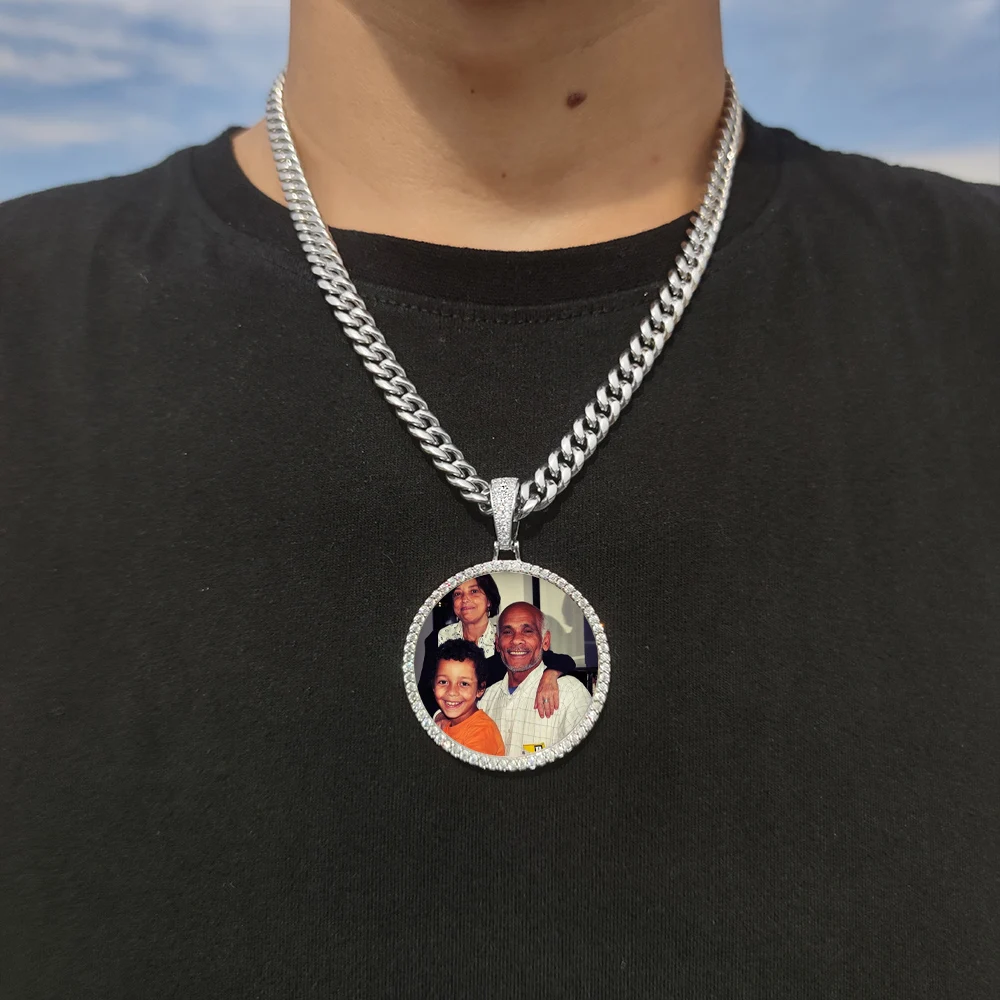 45mm Hip Hop Iced Out DIY Photo CZ Pendant Custom Picture