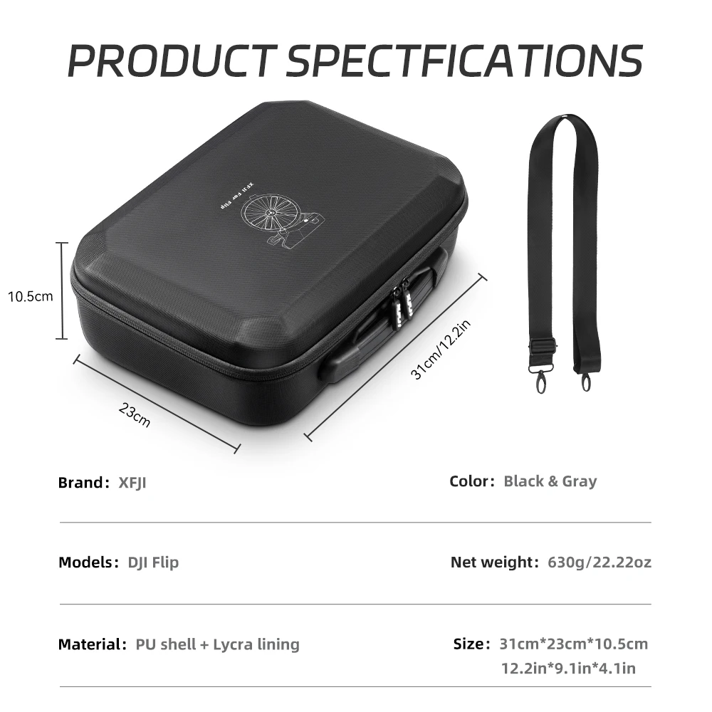 Sac de Transport DJI Flip - Étui Noir avec Bandoulière