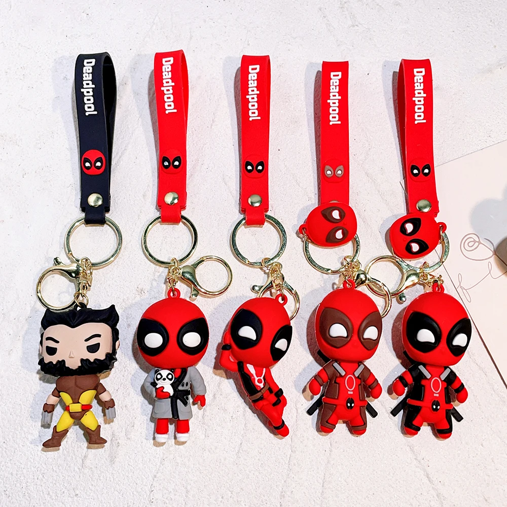 Key Rings Marvel Deadpool Keychain Funny Q Version Keyring Cute Anti-Hero Backpack Charm Fans Couples Gift Idea