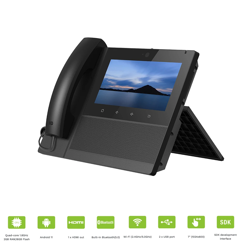 

Видеотелефоны-7-дюймовый умный IP-видеотелефон для домашнего использования, Android 11, PoE, камера, микрофон, динамик, 16 учетных записей SIP