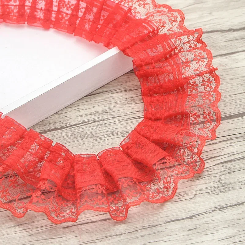 2 Yards/bag Solid Color Lace Wrinkle Lace Wedding Satin Ribbon Knot DIY Fabric Ribbons Crafts Accessories Materials Sew