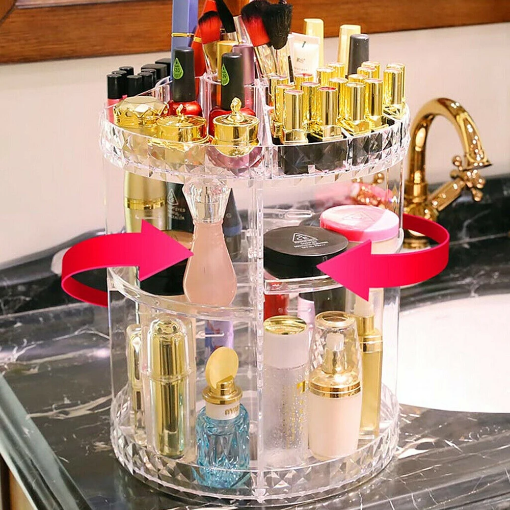 【Sheonly】Transparent Acrylic Rotating Multifunctional Makeup Organizer: uk Stock, 4 Days Free Delivery, & No Order Amount limit