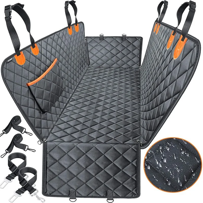 

Waterproof Dog Car Back Set Cover Washable Pet Mat Dog Travel Carrier Seat Cursion with Pocket Hammock Protector Car Safty Belt