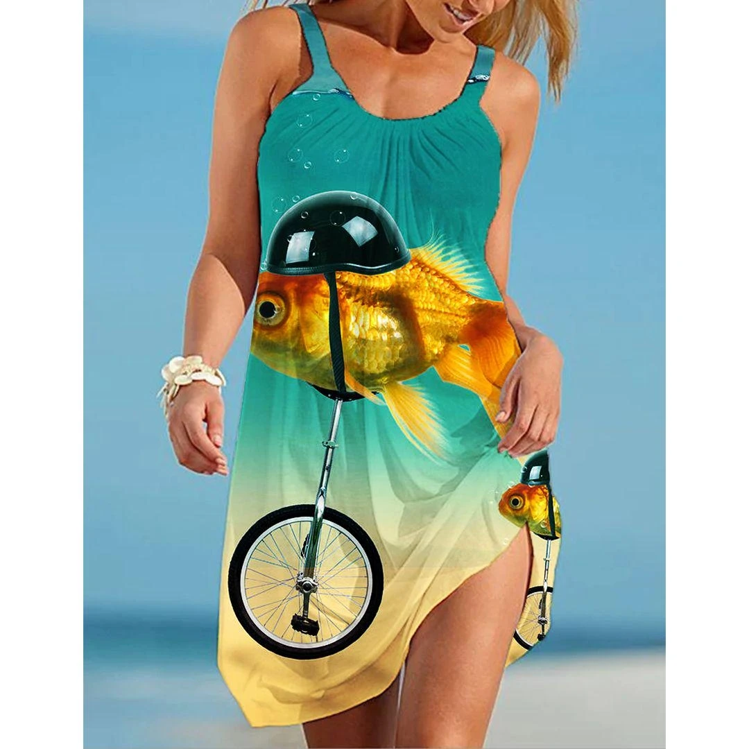 New Women's Strap Dress Short Mini Dress Sleeveless Flower Print Spring Summer Halter Neck Casual Loose 2022 Dress Women Summer long camisole