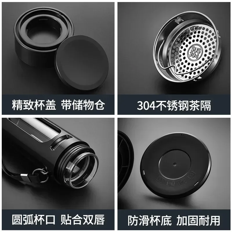 Elegant Glass Water Bottle with Filter and Protective Sleeve - Black/Blue