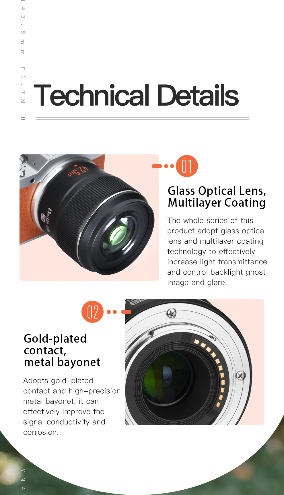 YONGNUO YN42.5mm 42.5mm F1.7M II Camera Lens F1.7 Lens For M4/3 mount Panasonic