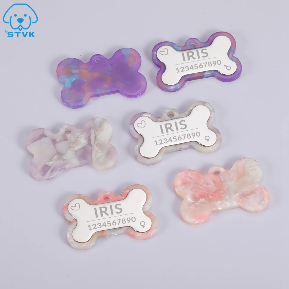 

Customized Dog Cat ID Tag Colorful Pet Collar Accessories Pets Name Tags Personalized Stainless Steel Pet Collars Tag Wholesale