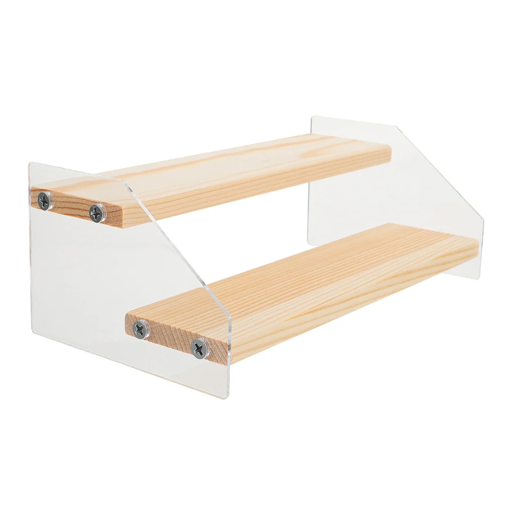 

Wooden Display Stand with Clear Acrylic Riser Shelves for Cupcakes, Candies, Perfumes, Cosmetics, Desserts, and Pop