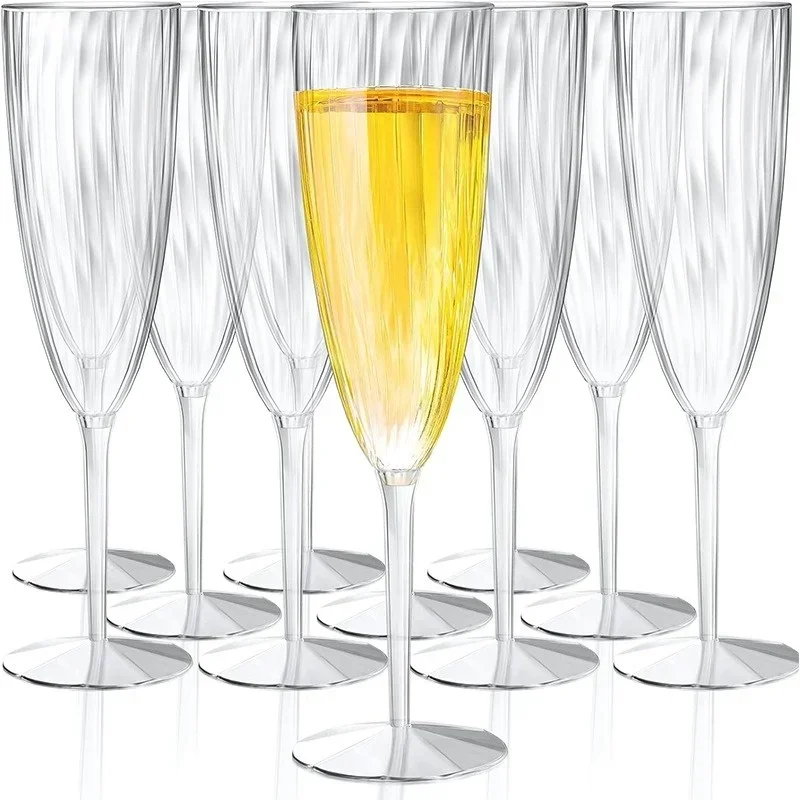 8/16PCS Plastic Disposable Cups Clear Champagne Glasses Perfect for Wedding and Party Celebration Cups Picnic Bar Drinkware Gift