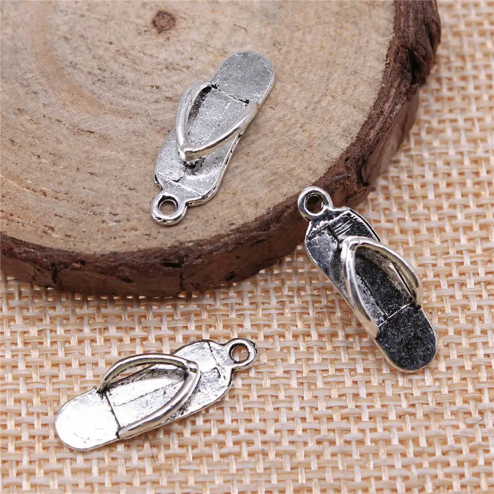 

Components Slippers Charms Supplies For Jewelry 21x7mm 20pcs