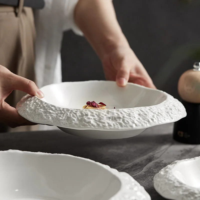 Rock patternceramic plate household deep plate dish creative hotel