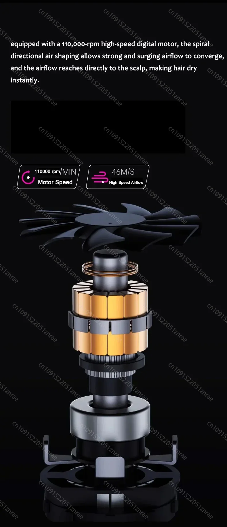 Professional Low Noise Styling Tools High-power High-speed Quick Drying Hair Dryer Negative Ion Leafless Blow Dryer 4
