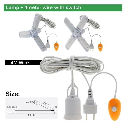 24W 36W 48W 접이식 LED 성장 빛 전체 스펙트럼 E27 식물 성장 빛 식물 램프 전구 실내 식물 꽃 묘목 3