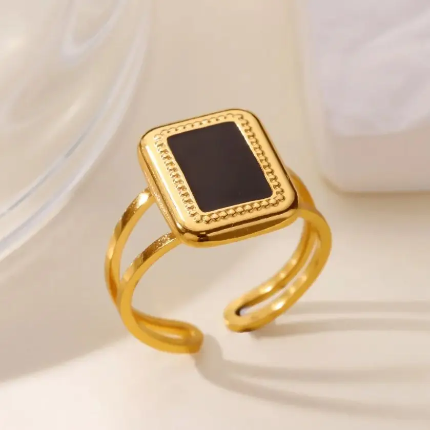 Black Square Rings for Women