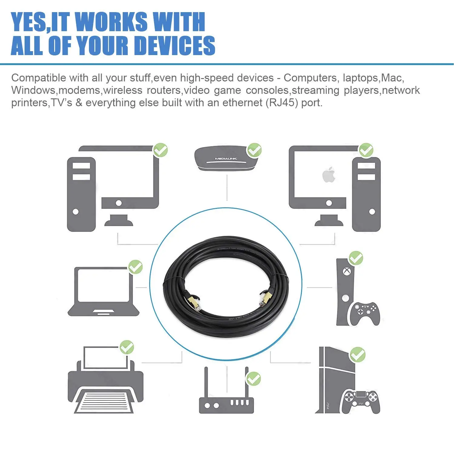 Cat 8 Ethernet Cable High-Speed 40Gbps 2000Mhz High Speed SFTP 5m 10m 20m 30m LAN Network Internet Cables