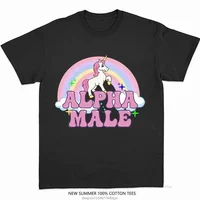 Alpha Male Unicorn Tee Rainbow Graphic Tees Funny T-Shirts Women Fashion Hip Hop Men Tops Cotton Unisex Aesthetic Clothing 2