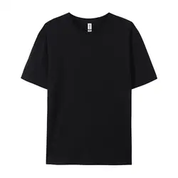 Unisex Solid Cotton Short Sleeve Fashion Tees - Customizable Candy Color Summer Tops - XXXL (Black)