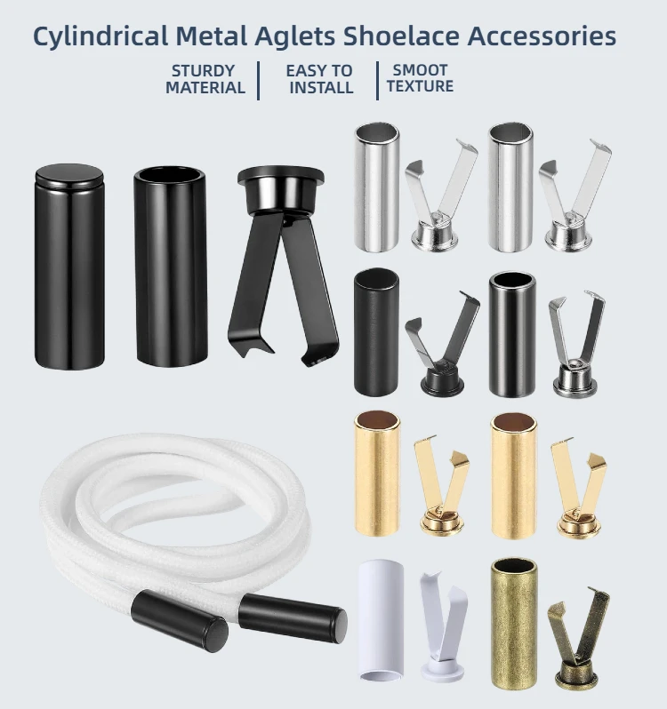 10 Sets Schnürsenkelspitzen aus Legierung für DIY-Schnürsenkel, Schutzkappen und Metall-Aglets als Ersatz – Detail 1