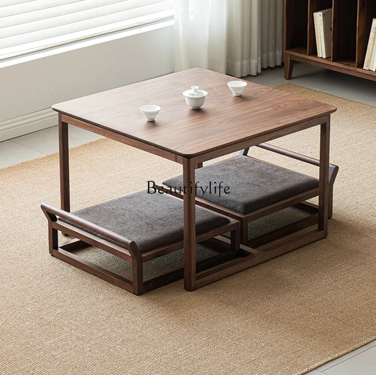 

Tea Table Modern North America Black Walnut Solid Wood Low Table Tatami Room New Chinese Minimalist